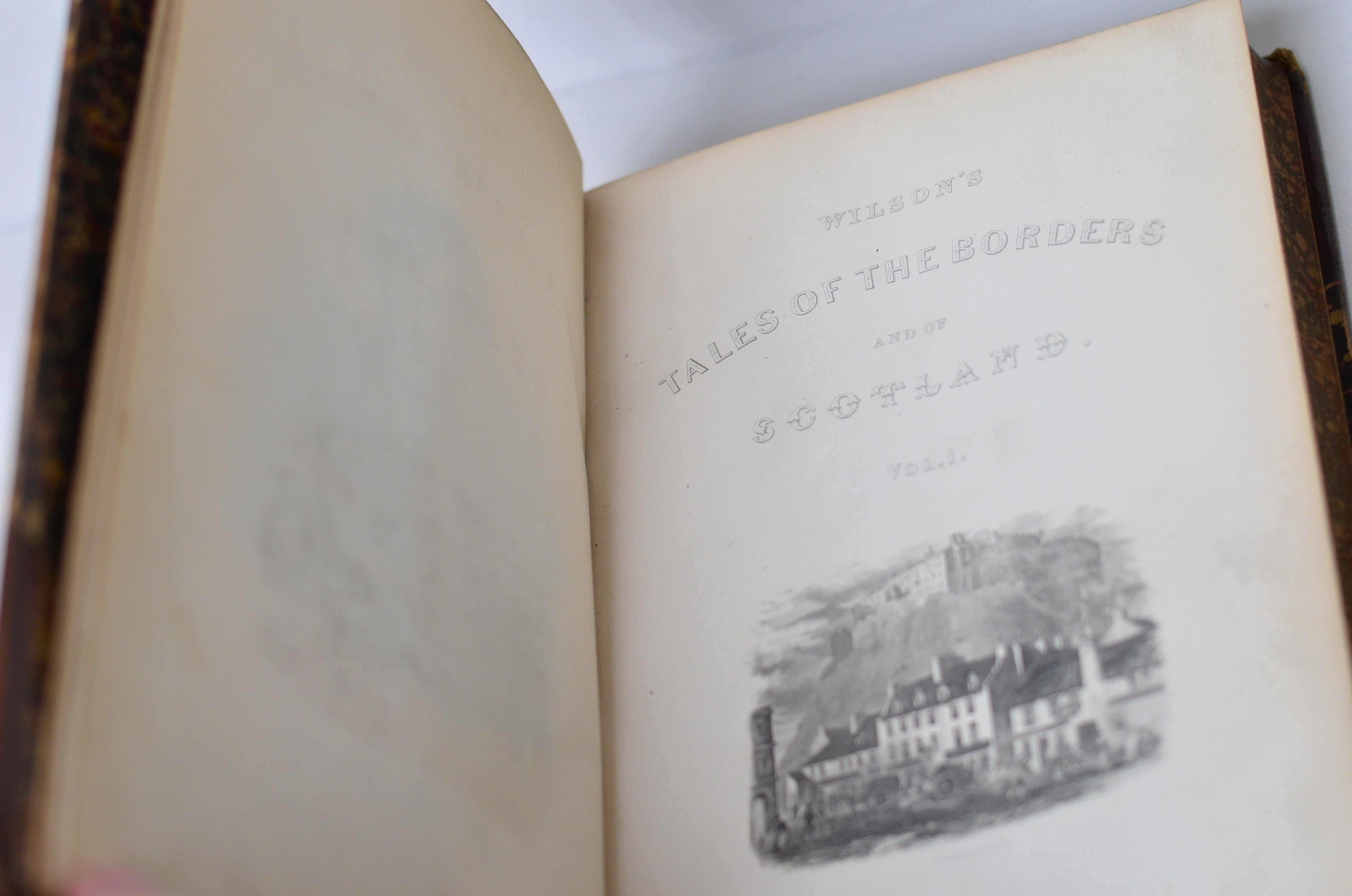 Antique Leather Bound Tales of the Borders and Scotland by John Mackay Wilson c. 1880