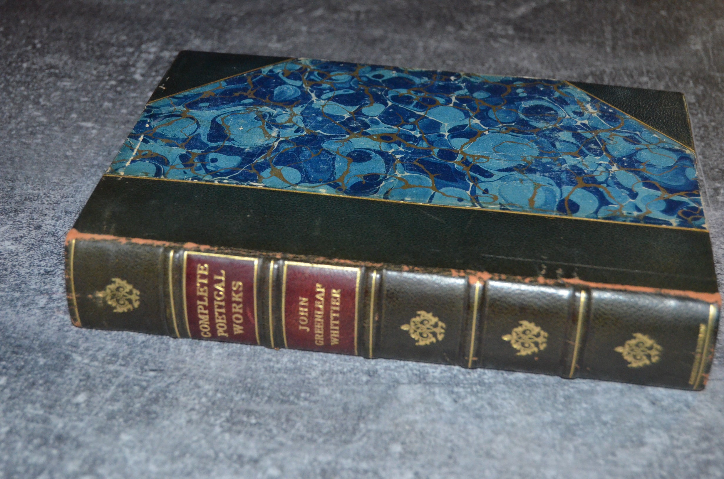 Antique Leather Bound Complete Poetical Works of John Greenleaf Whittier 1894