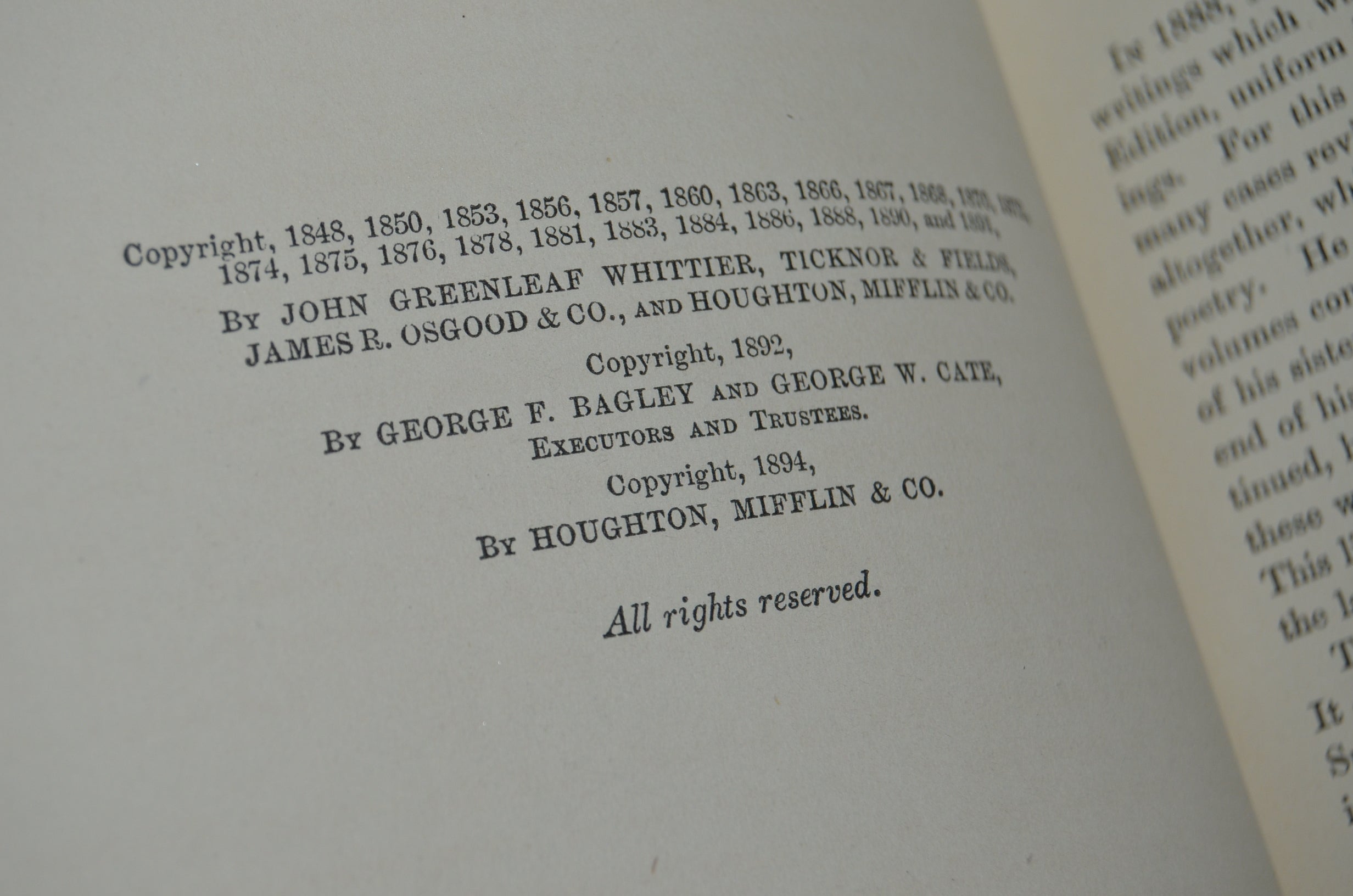 Antique Leather Bound Complete Poetical Works of John Greenleaf Whittier 1894