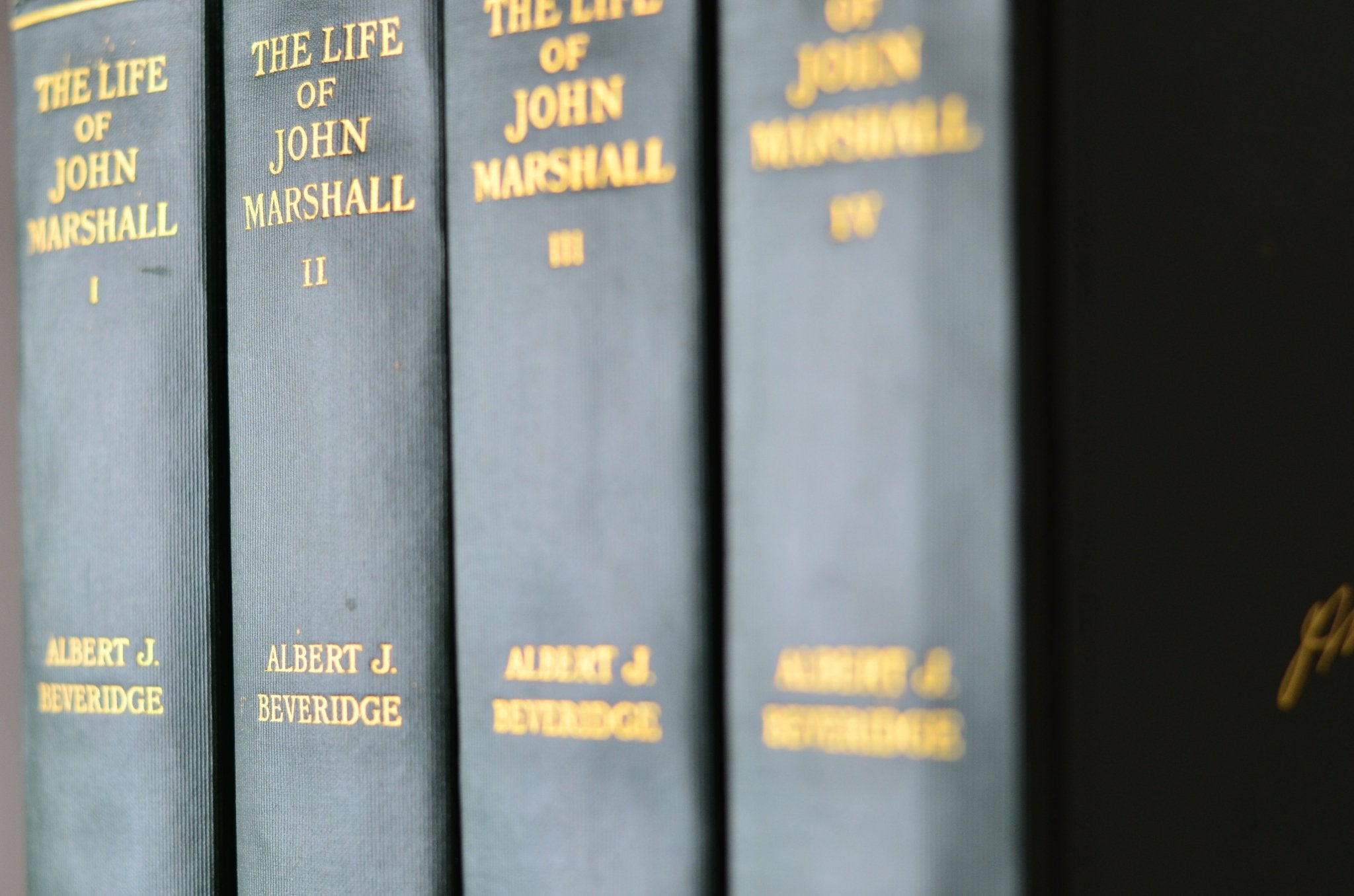 Antique Cloth Bound Book Decor - Green, Complete Life of John Marshall by Albert Beveridge 1916 - Brookfield Books