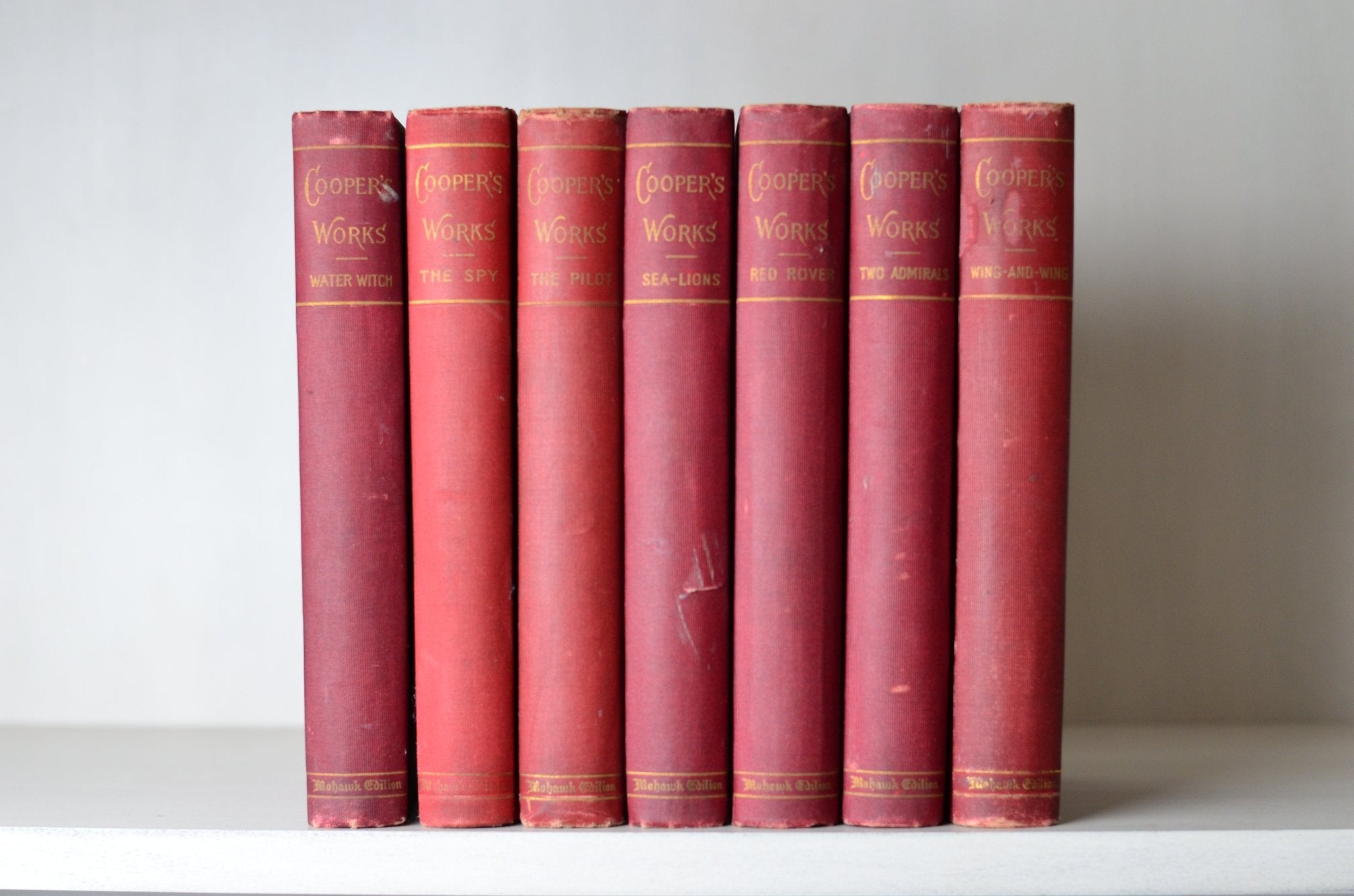 Antique Cloth Bound Book Decor - Maroon, James Fenimore Cooper 1897 - Brookfield Books