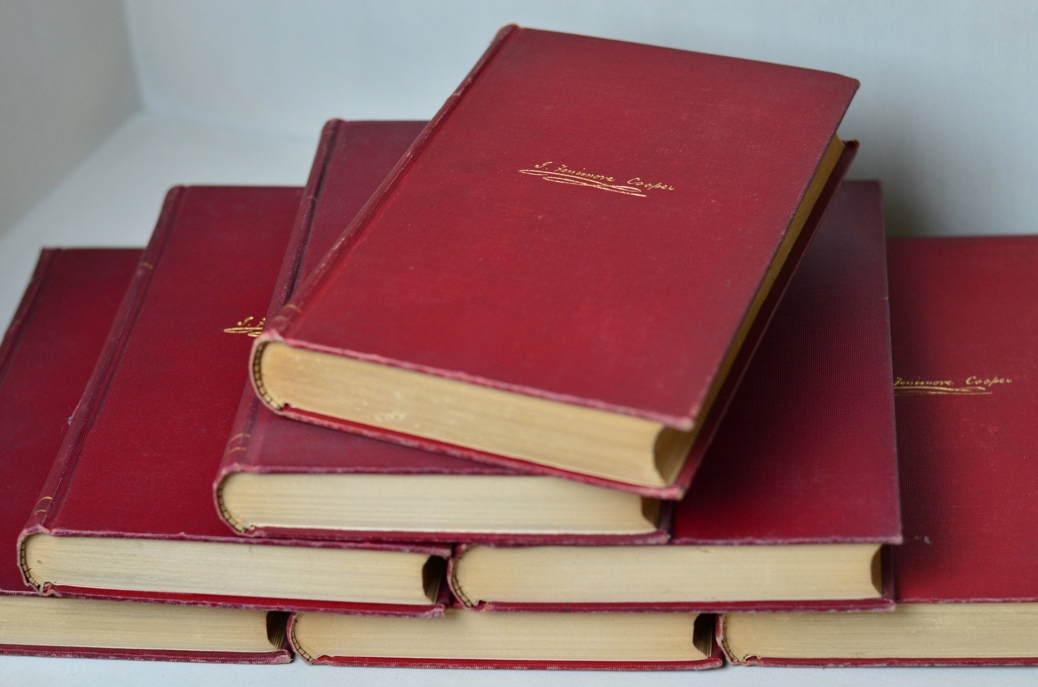 Antique Cloth Bound Book Decor - Maroon, James Fenimore Cooper 1897 - Brookfield Books