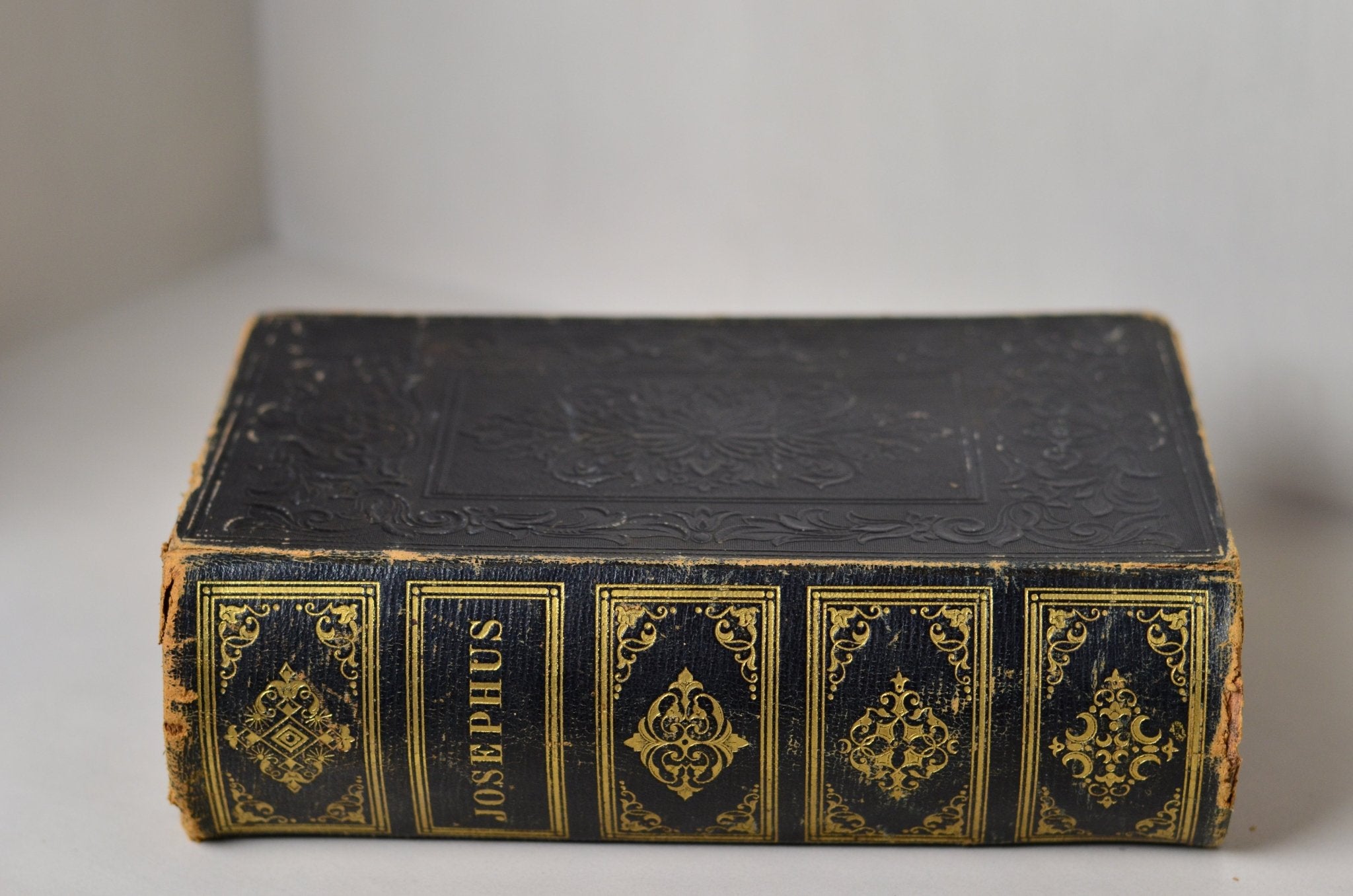 Antique Full Leather Bound Works of Flavius Josephus 1851 - Brookfield Books