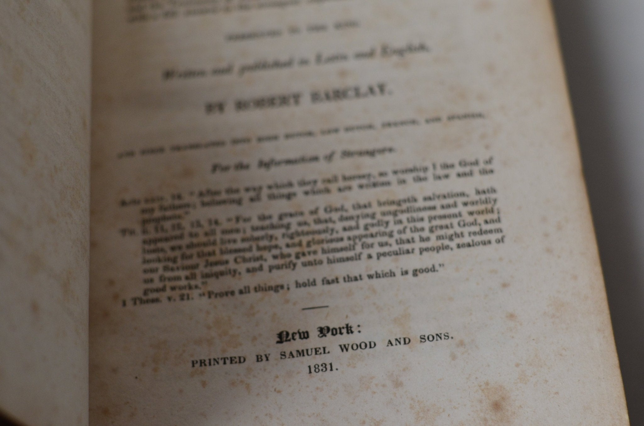 Antique Leather Bound An Apology For The True Christian Divinity by Robert Barclay 1831 - Quaker - Brookfield Books