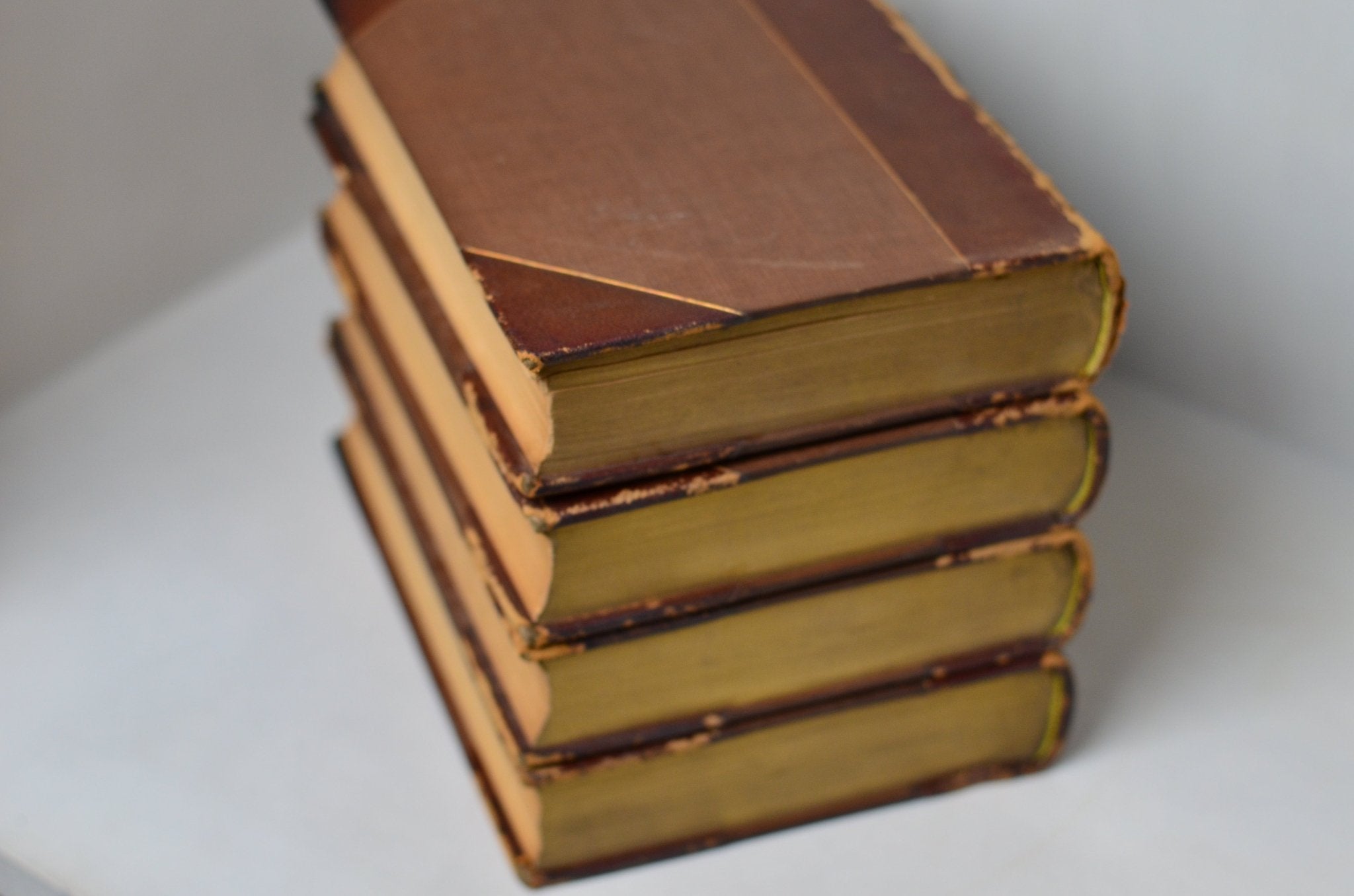 Antique Leather Bound Book Decor - Brown, Nathaniel Hawthorne 1909 - Brookfield Books