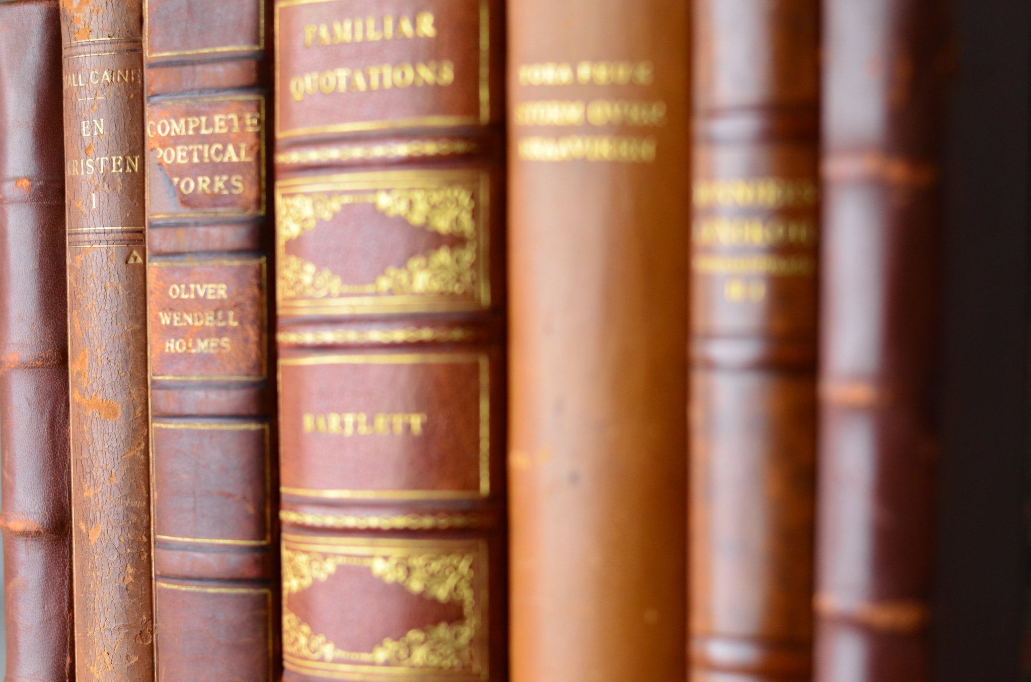 Antique Leather Bound Book Decor - Burnt Orange, Bartlett's Familiar Quotations - Brookfield Books