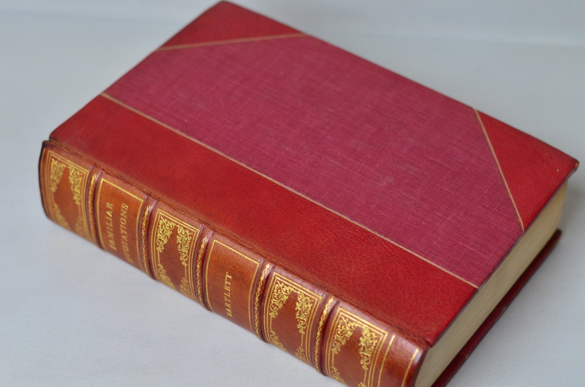 Antique Leather Bound Book Decor - Burnt Orange, Bartlett's Familiar Quotations - Brookfield Books