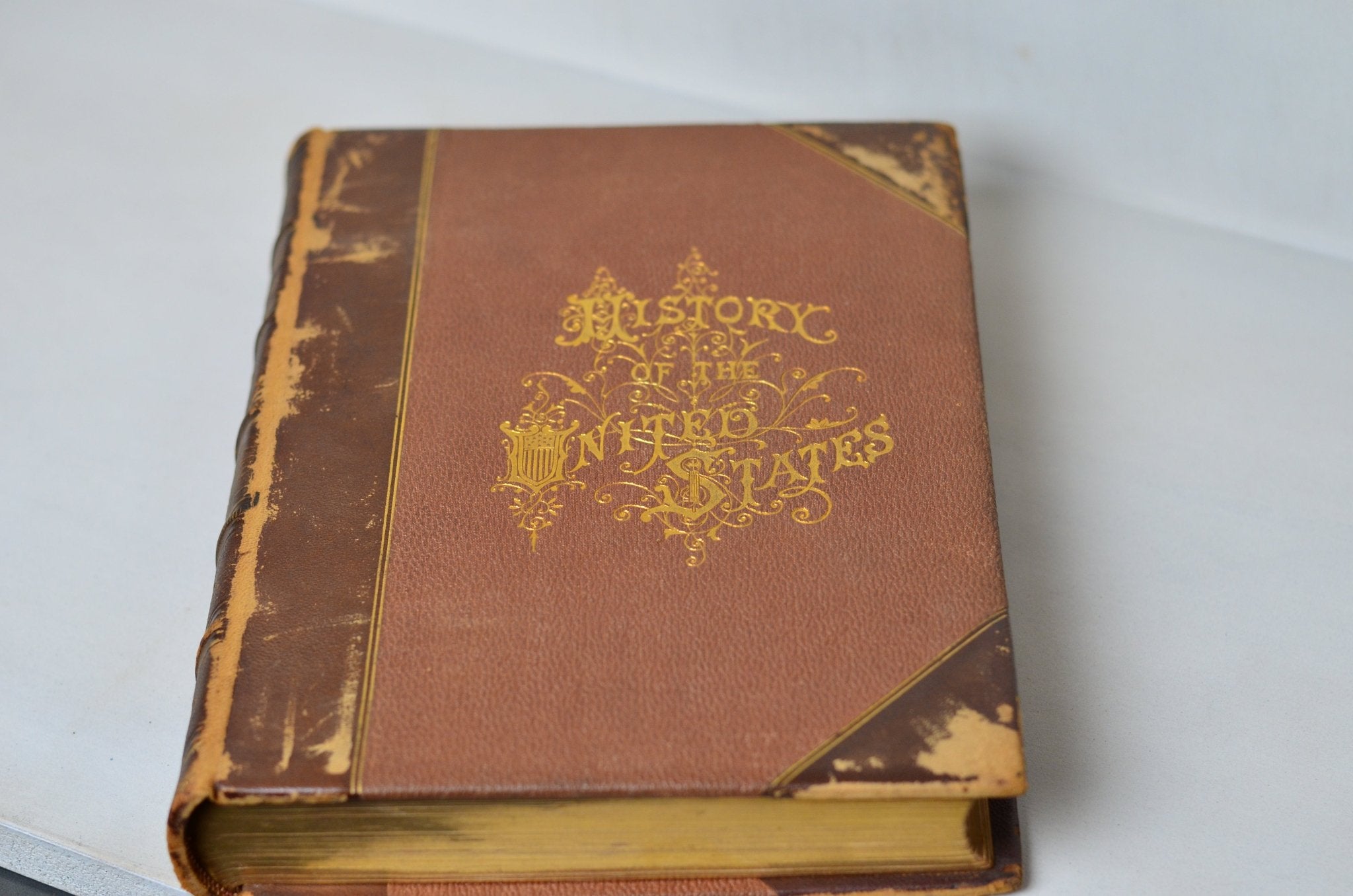 Antique Leather Bound Book Decor - Complete History of the United States by J. A. Spencer 1874 - Oversize - Brookfield Books