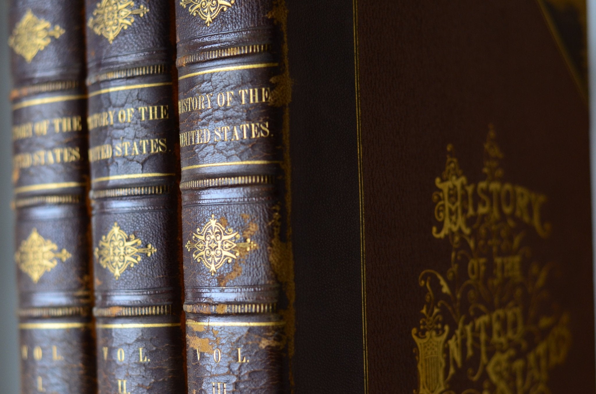 Antique Leather Bound Book Decor - Complete History of the United States by J. A. Spencer 1874 - Oversize - Brookfield Books