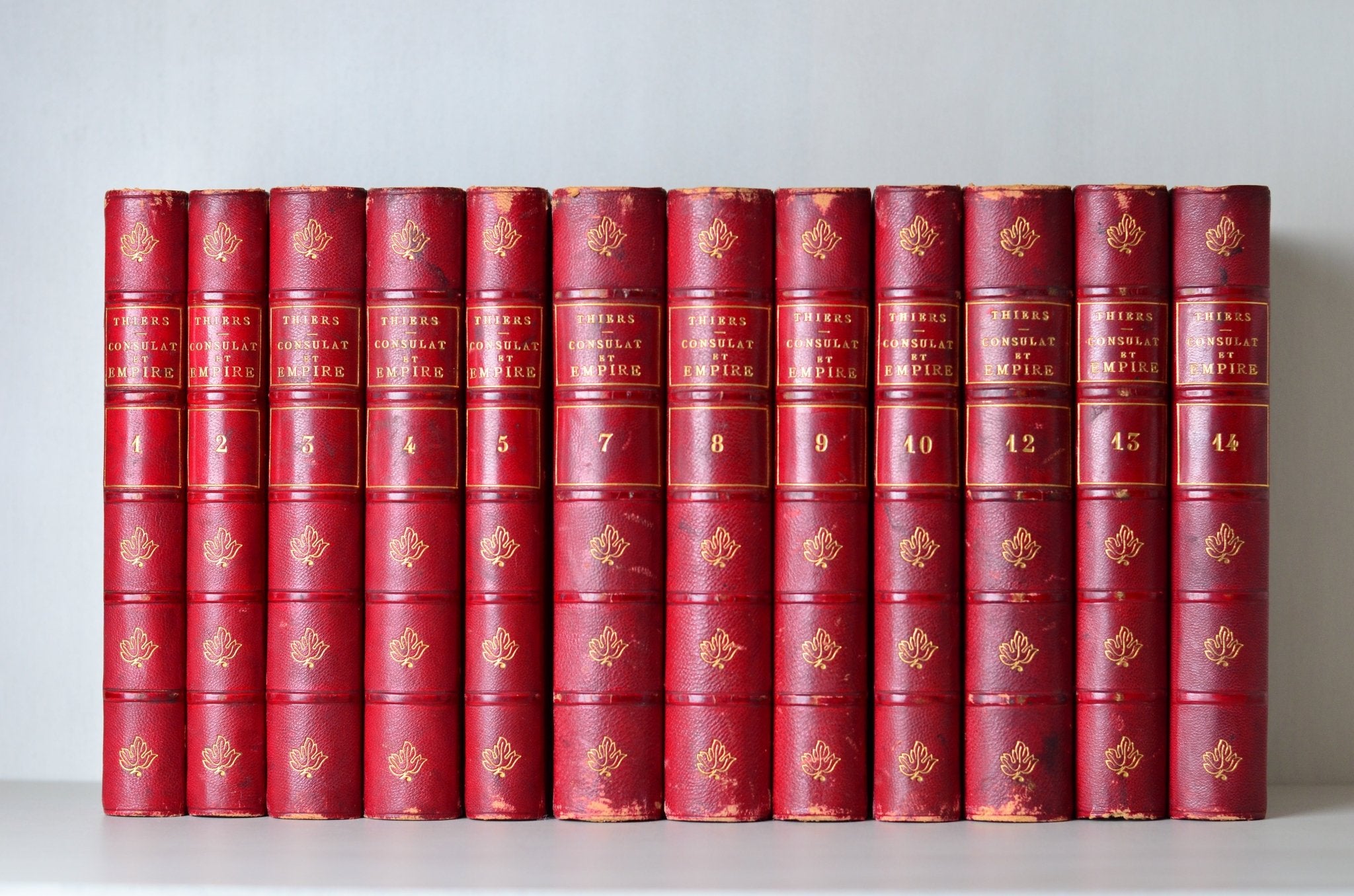 Antique Leather Bound Book Décor - Red, Histoire du Consulat et de L’Empire by M. A. Thiers - Brookfield Books