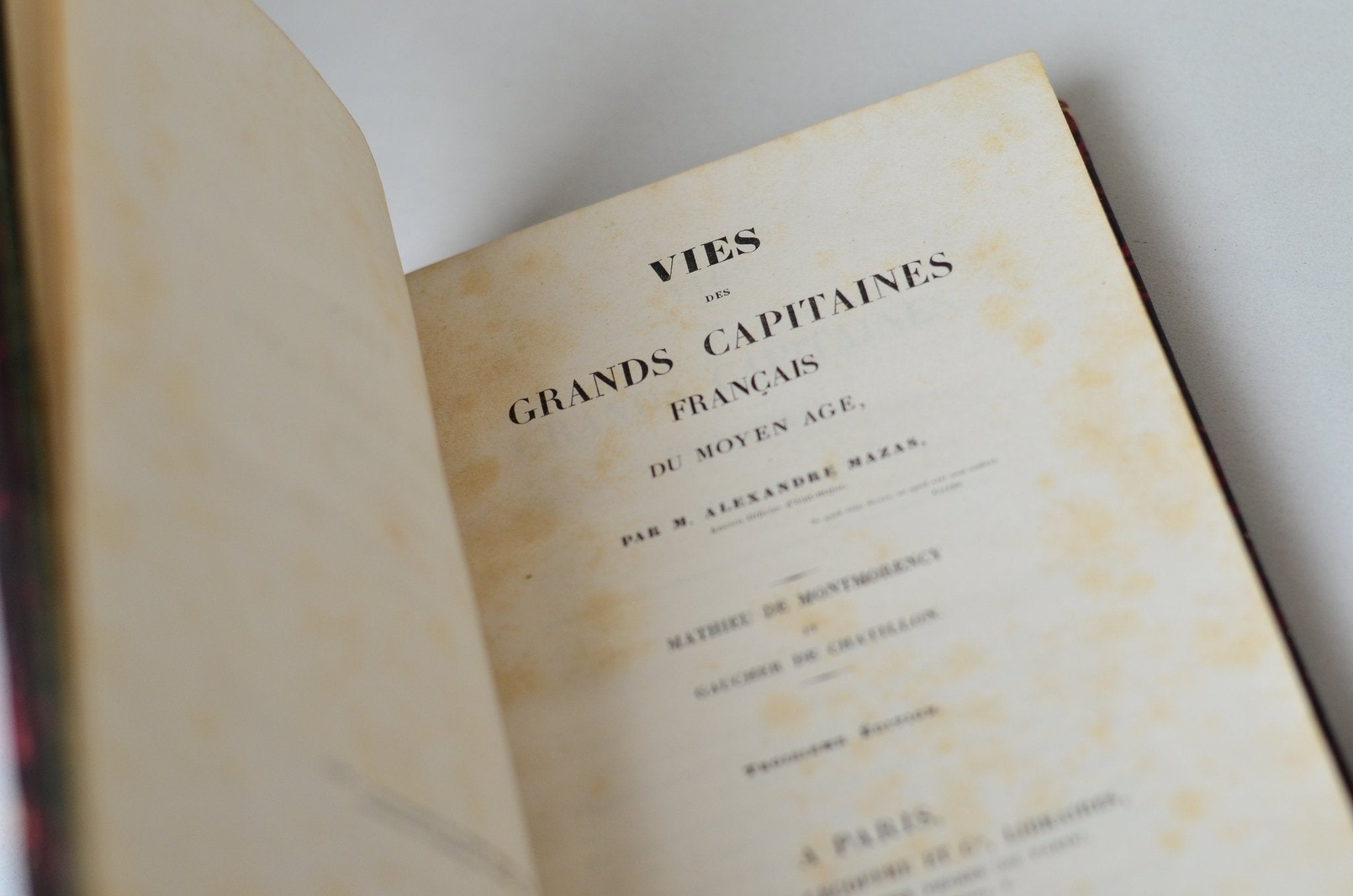 Antique Leather Bound Book Decor - Red, Lives of the Great French Captains 1845 - Brookfield Books