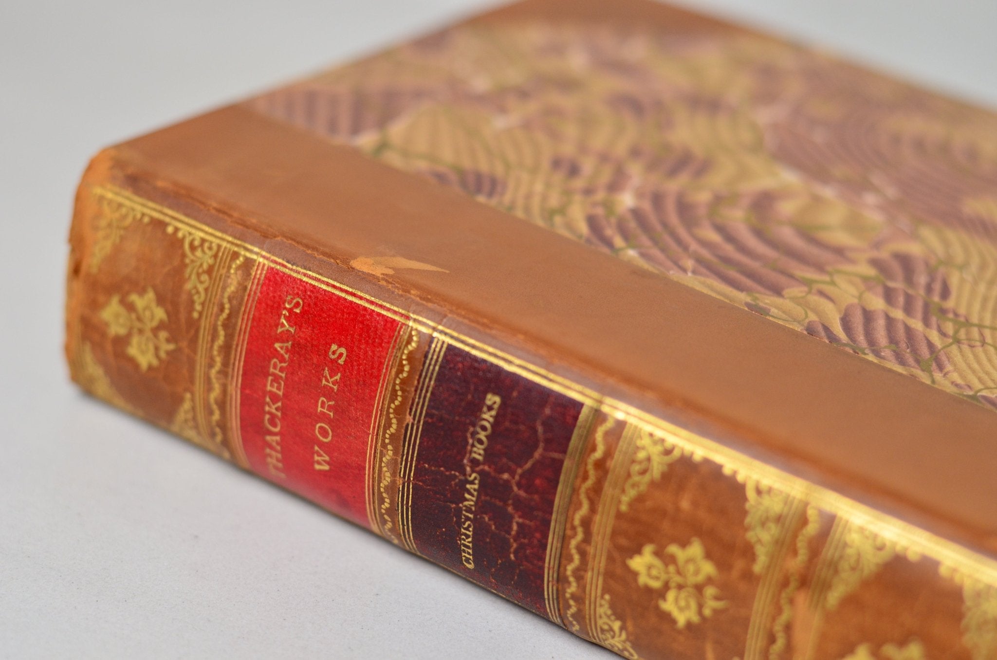 Antique Leather Bound Christmas Stories by William Makepeace Thackeray 1903 - Brookfield Books