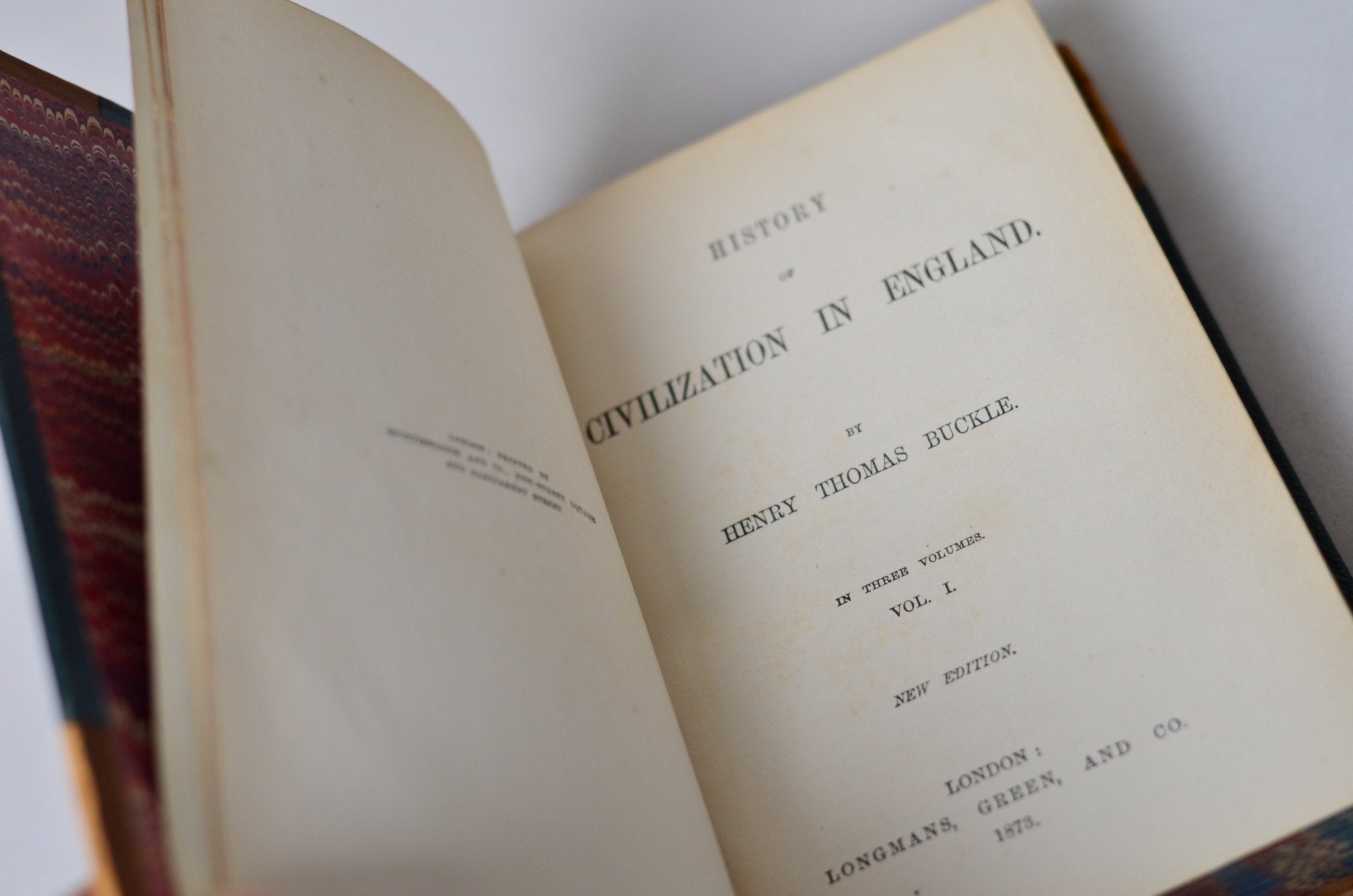 Antique Leather Bound Complete History of Civilization in England by Henry Buckle 1873 - Brookfield Books