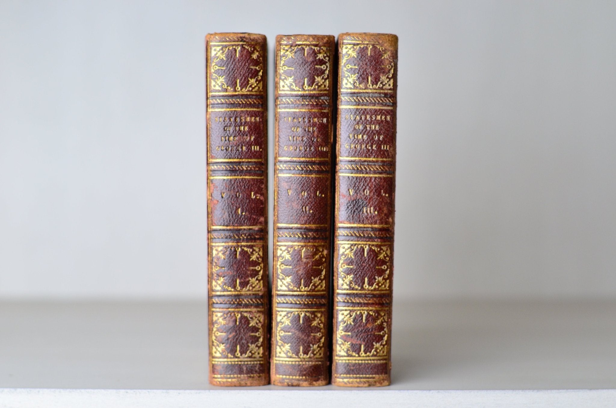 Antique Leather Bound Decorative Binding Statesmen in the Time of George III by Henry Lord Brougham 1853 - Brookfield Books