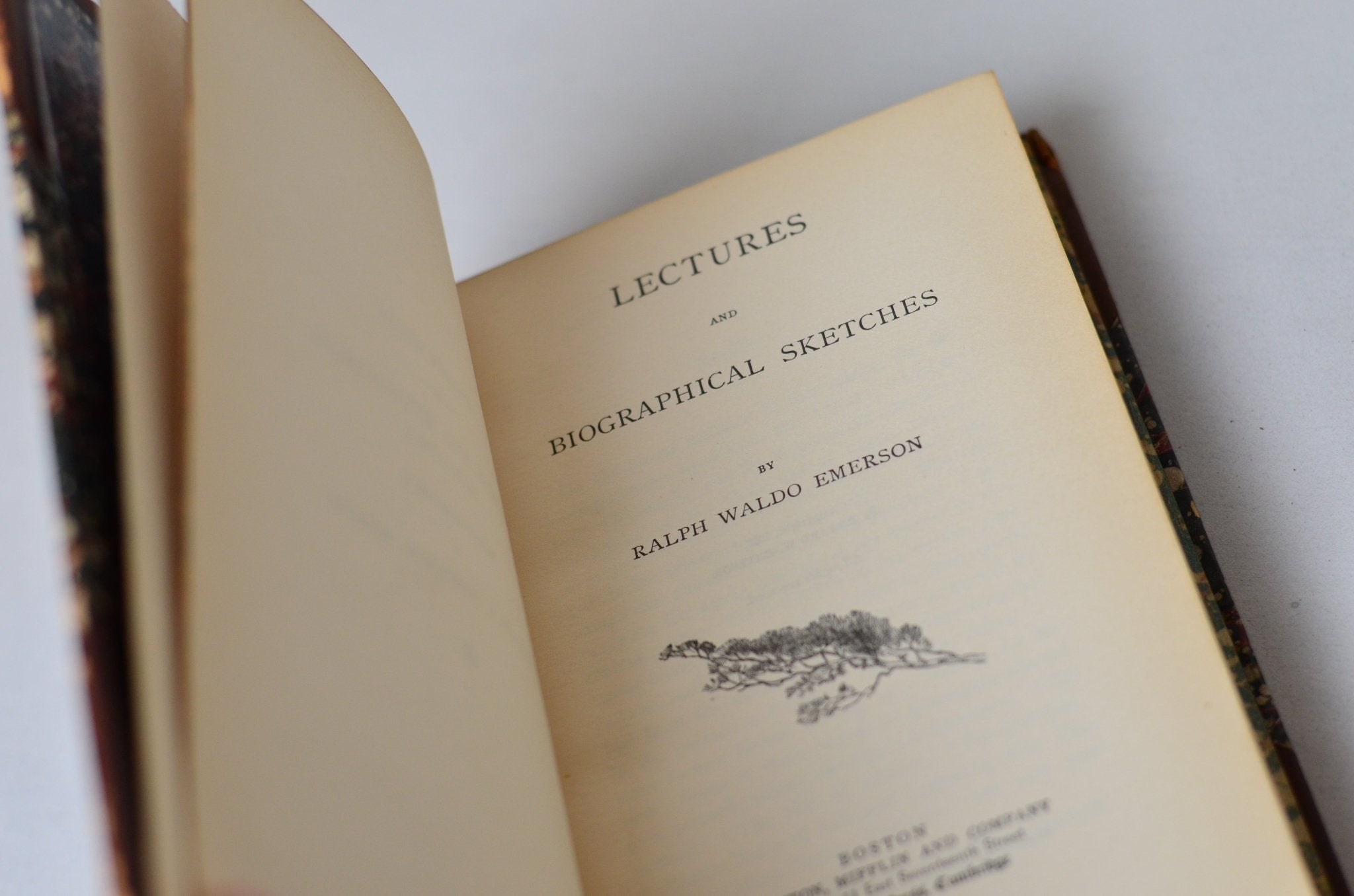 Antique Leather Bound Lectures & Biographical Sketches by Ralph Waldo Emerson 1887 - Henry David Thoreau - Brookfield Books