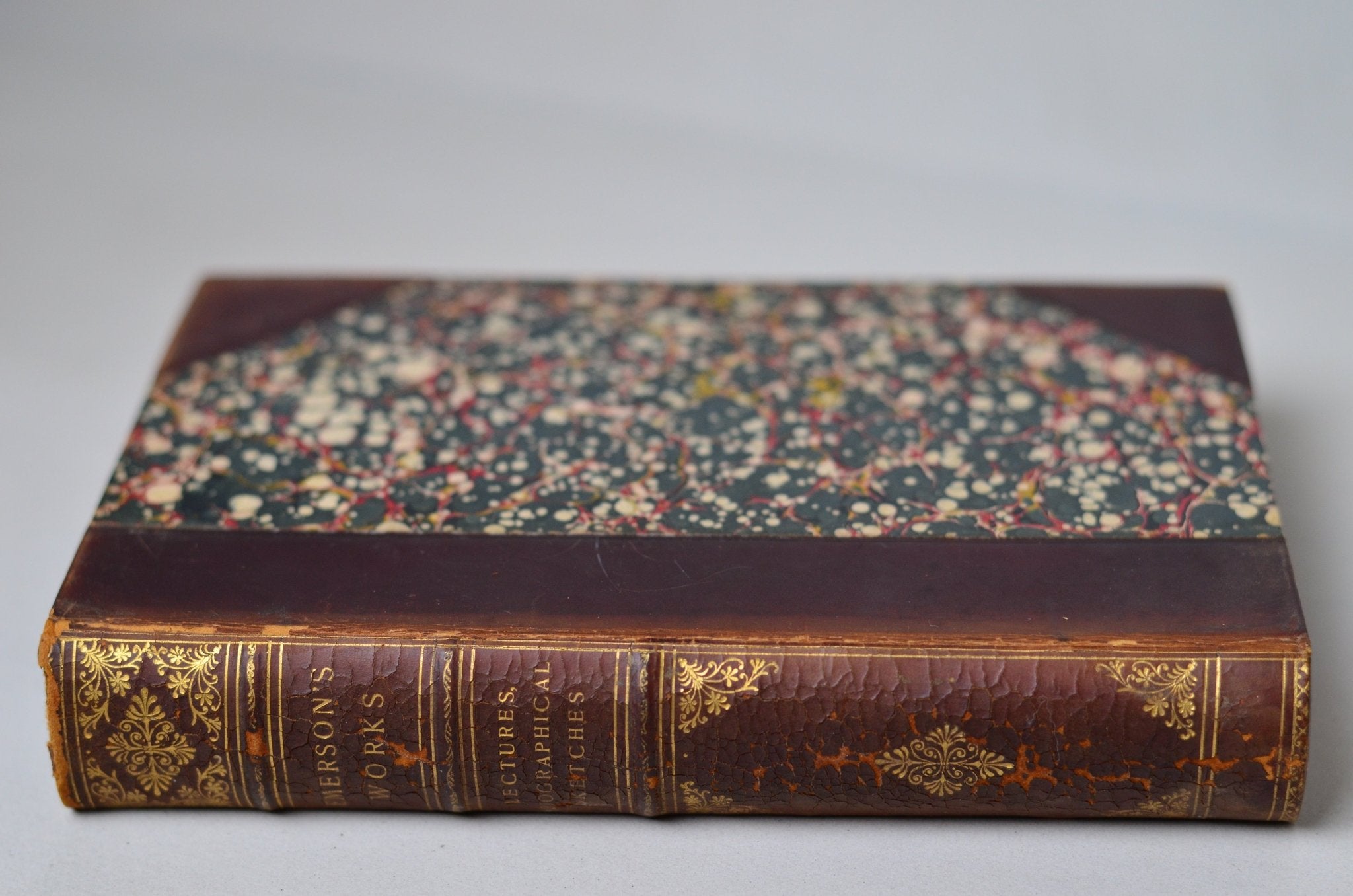 Antique Leather Bound Lectures & Biographical Sketches by Ralph Waldo Emerson 1887 - Henry David Thoreau - Brookfield Books