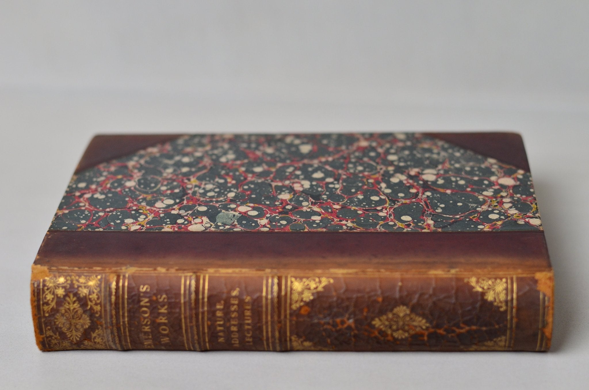 Antique Leather Bound Nature, Addresses & Lectures by Ralph Waldo Emerson 1883 - Brookfield Books