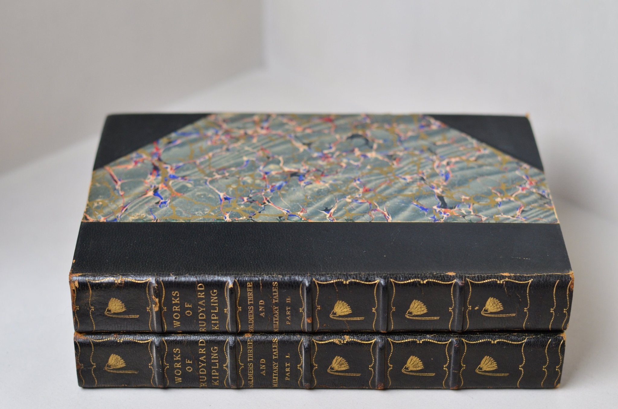 Antique Leather Bound Soldiers Three and Military Tales by Rudyard Kipling 1898 - Brookfield Books