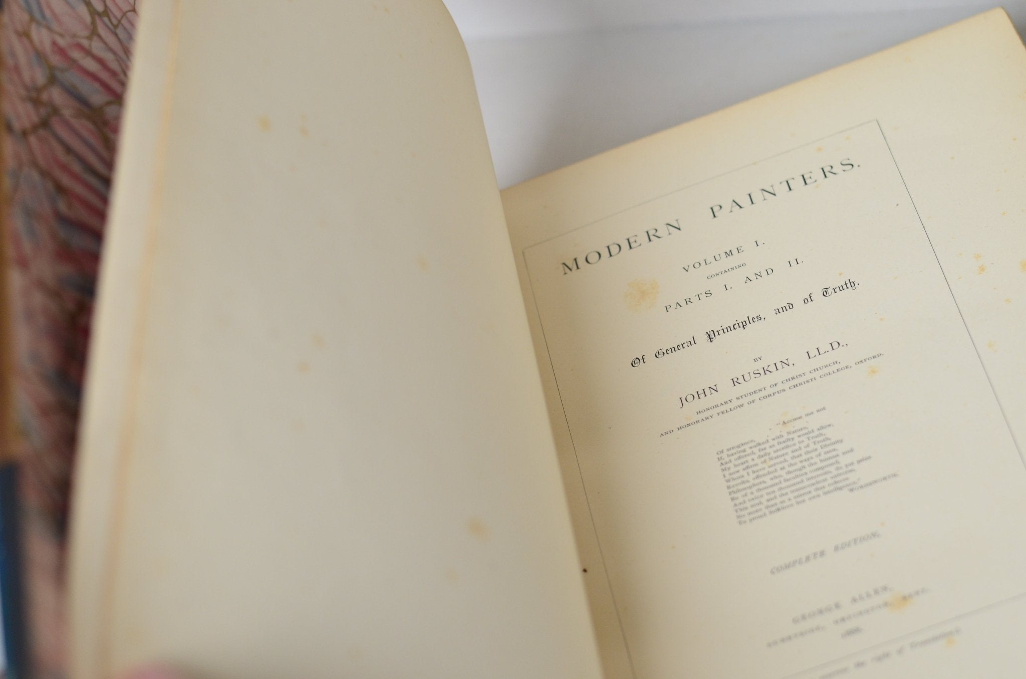 Antique Leather Bound Works of John Ruskin 1886 - Modern Painters, Stones of Venice, Architecture – Oversize - Brookfield Books