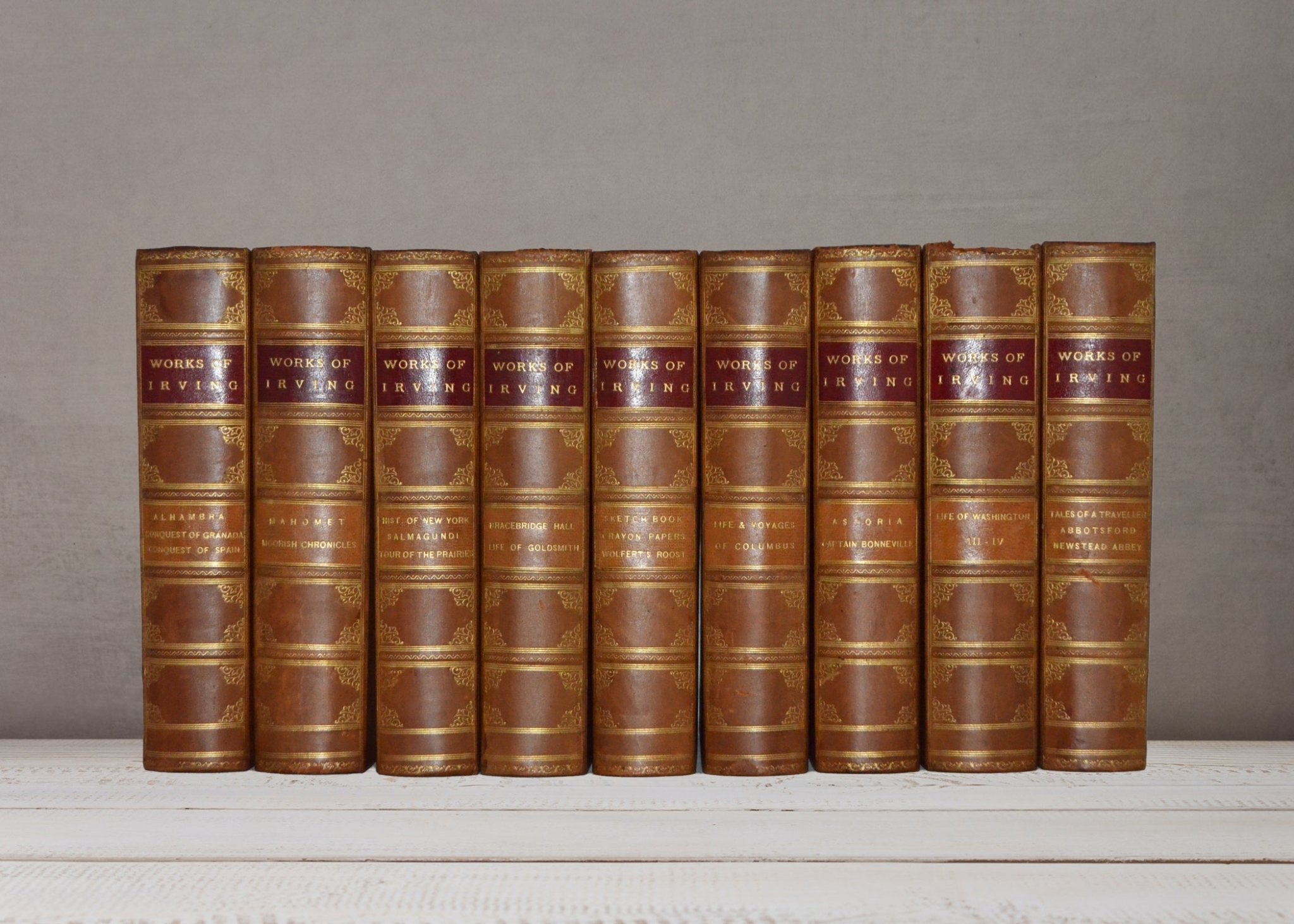 Set of 3 Leatherbound Antique Books - Fireside Antiques