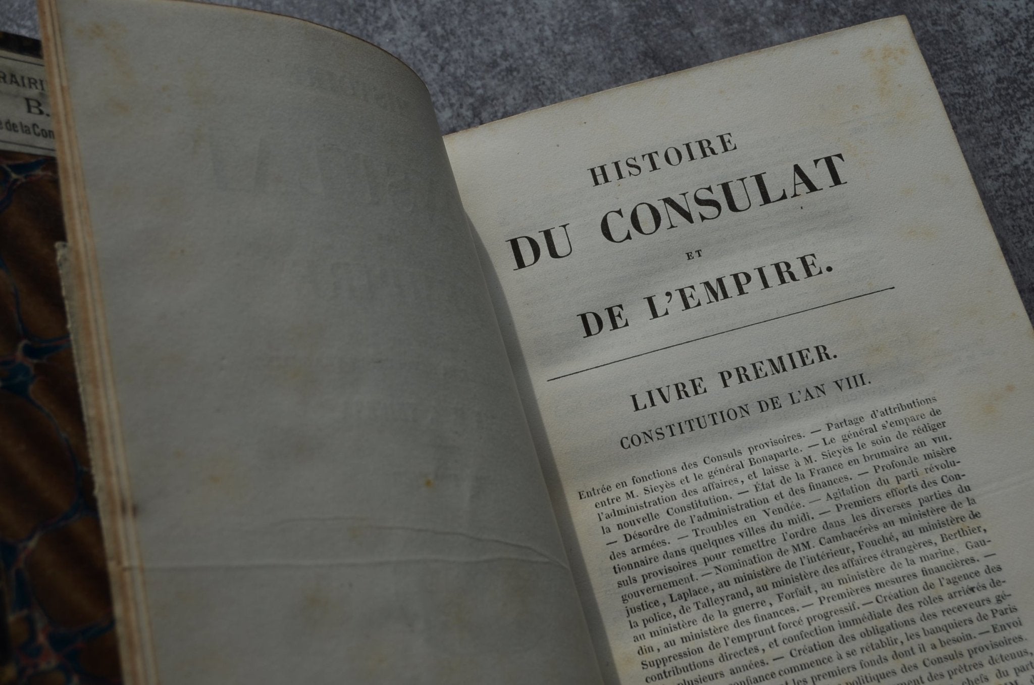 Antique Leather Bound – Histoire du Consulat et de L’Empire by M. A. Thiers 1845 – 1 Foot 4” Maroon French - Brookfield Books