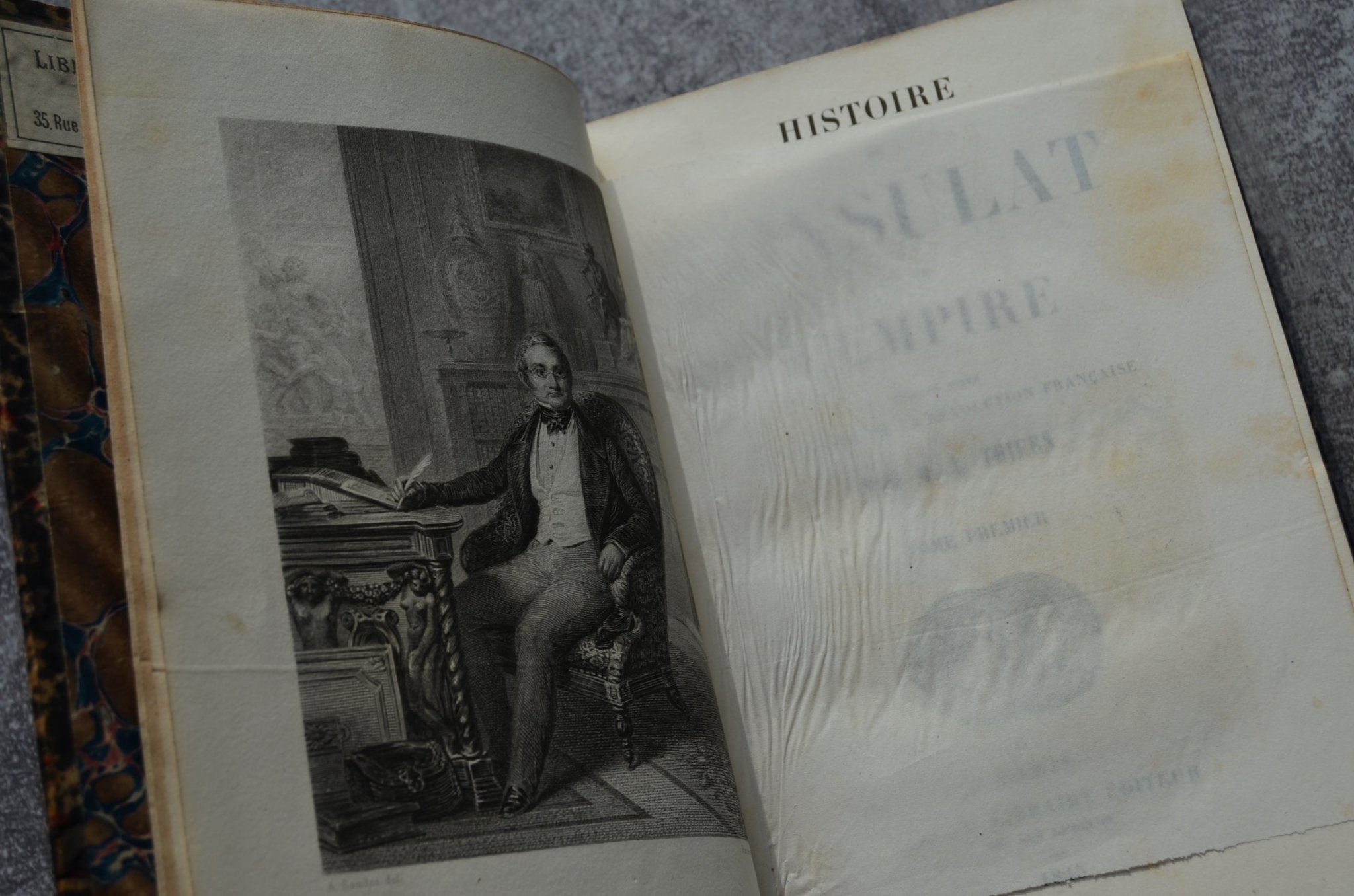 Antique Leather Bound – Histoire du Consulat et de L’Empire by M. A. Thiers 1845 – 1 Foot 4” Maroon French - Brookfield Books